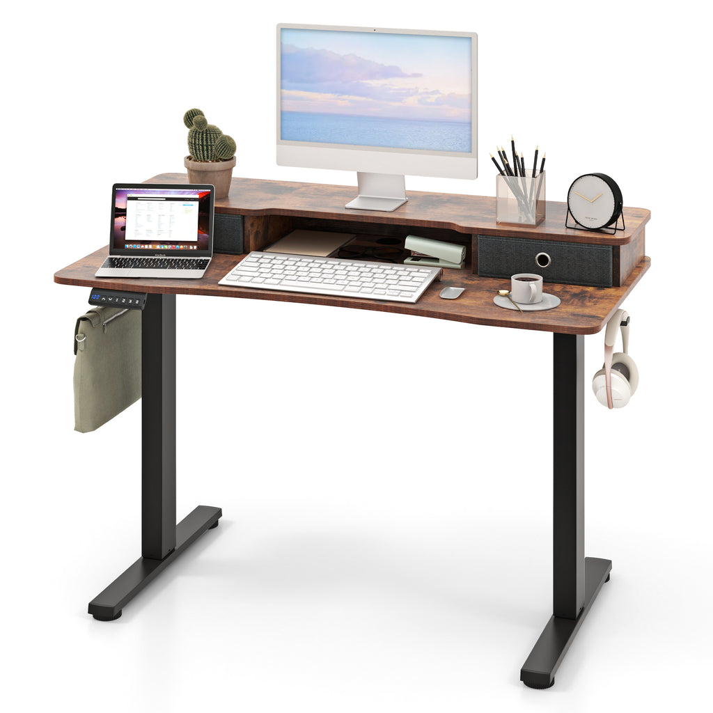 48" x 24" Height Adjustable Electric Standing Desk, Rustic Brown