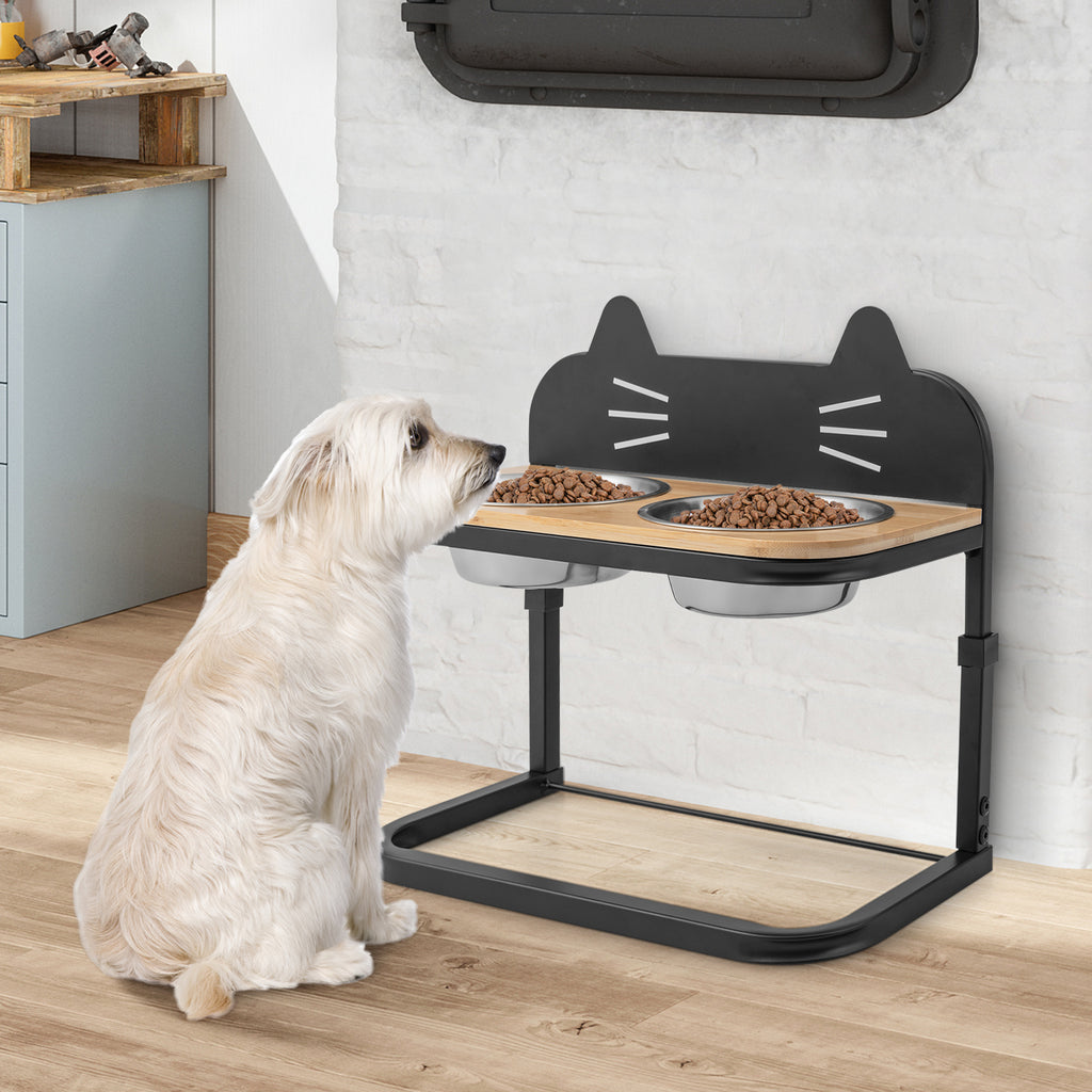 Adjustable Elevated Pet Feeder with Stainless Steel Bowls for Cats & Small Medium Dogs