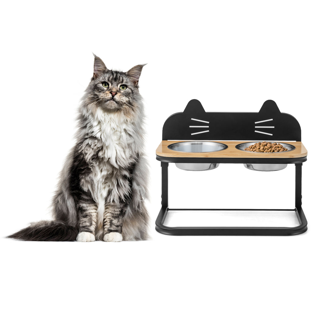 Adjustable Elevated Pet Feeder with Stainless Steel Bowls for Cats & Small Medium Dogs