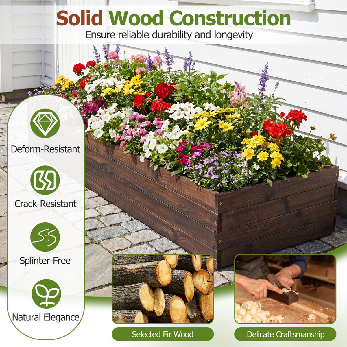 Elevated Wooden Garden Planter Box - Rectangular