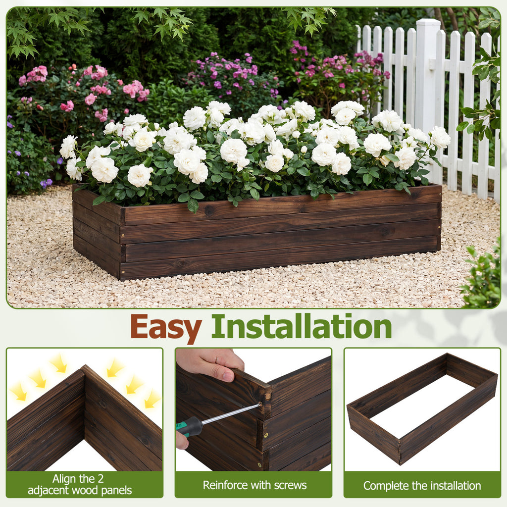 Elevated Wooden Garden Planter Box - Rectangular