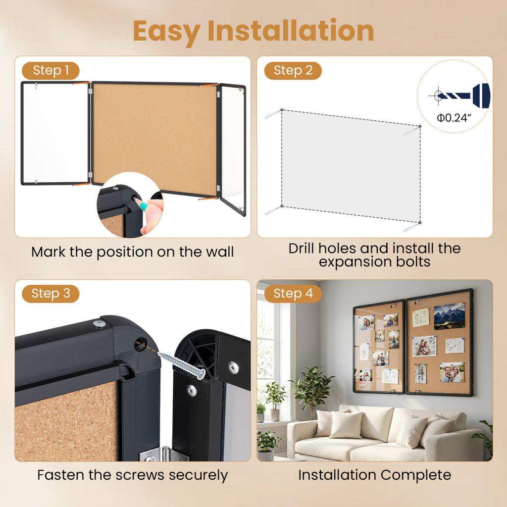 Enclosed Bulletin Board with Aluminum Frame and Felt Surface for