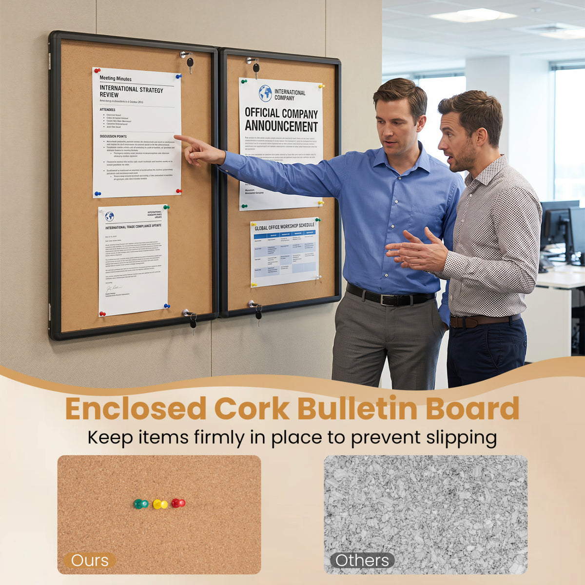 Enclosed Bulletin Board with Aluminum Frame and Felt Surface for
