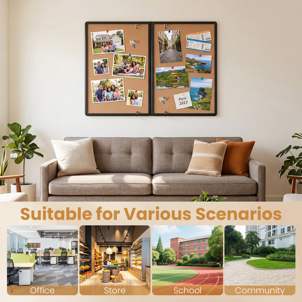 Enclosed Bulletin Board with Aluminum Frame and Felt Surface for