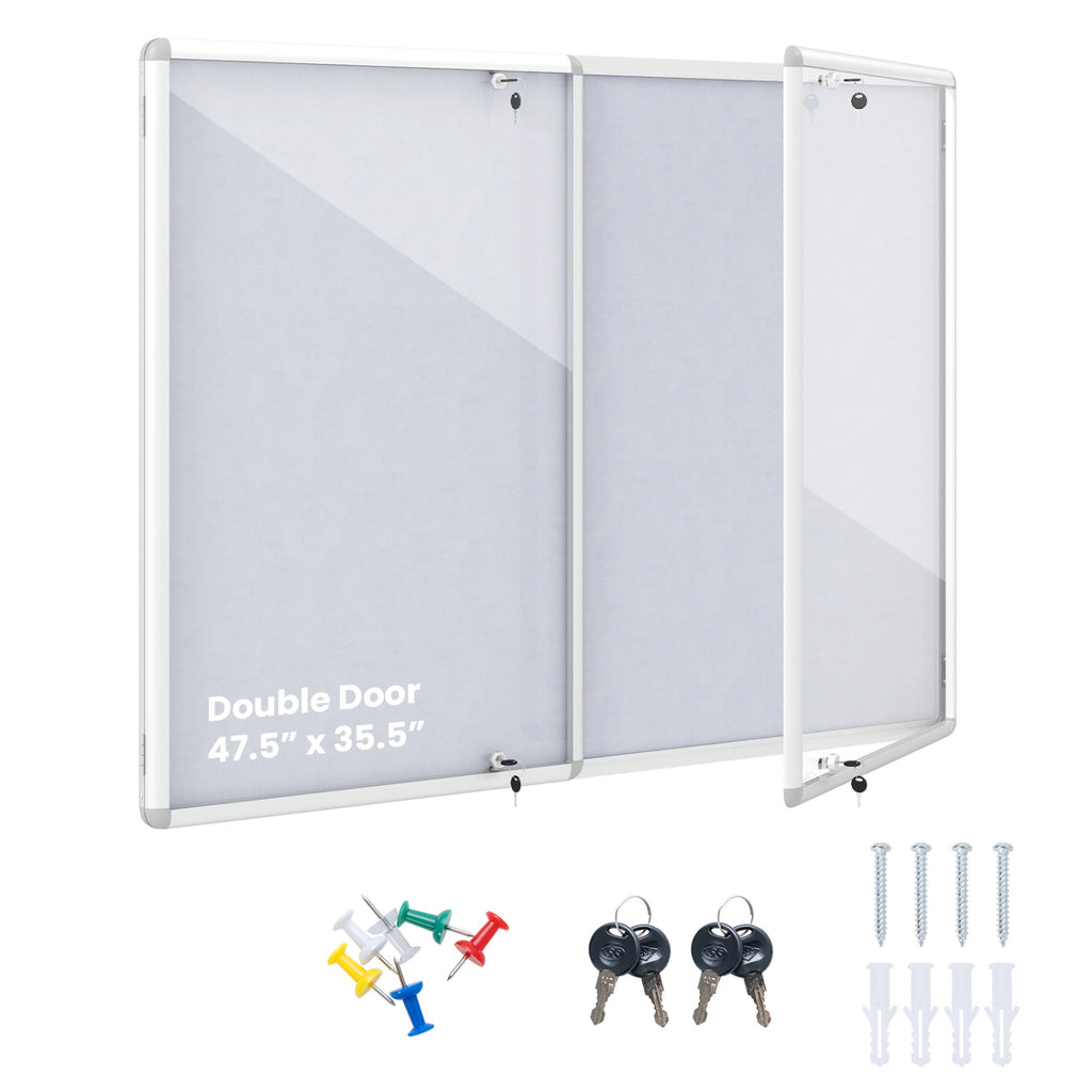 Enclosed Bulletin Board Lockable Cork Notice with Aluminum Frame