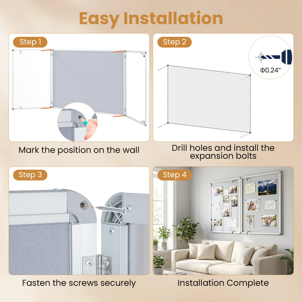 Enclosed Bulletin Board Lockable Cork Notice with Aluminum Frame