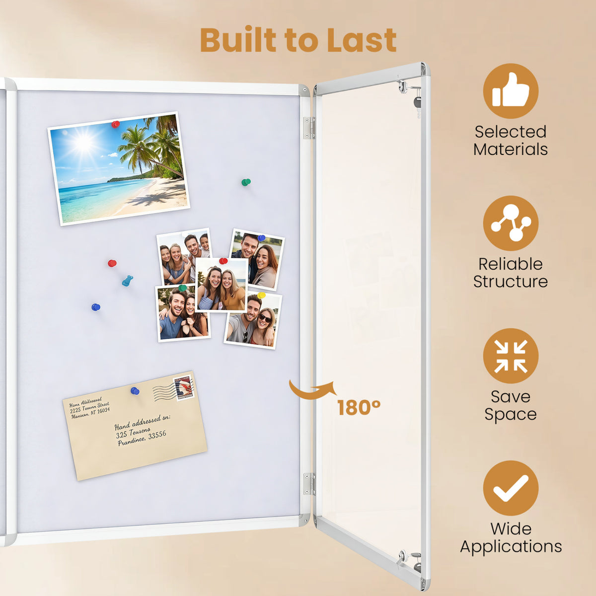 Enclosed Bulletin Board Lockable Cork Notice with Aluminum Frame
