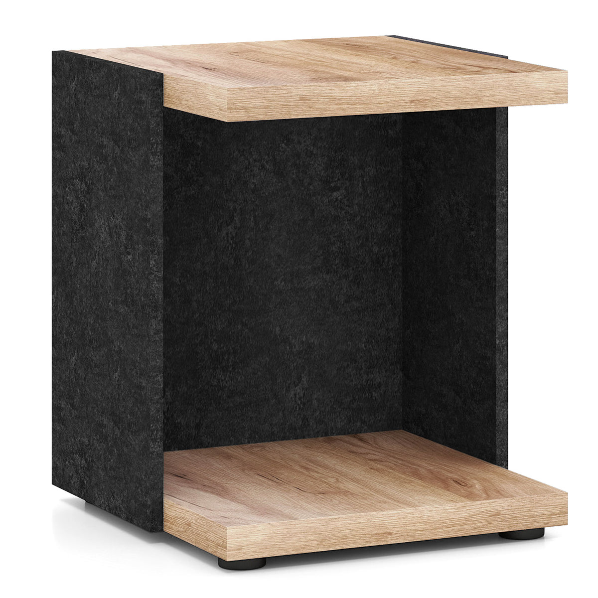 2-Tier Sofa Side Table with Storage Shelf - Oak