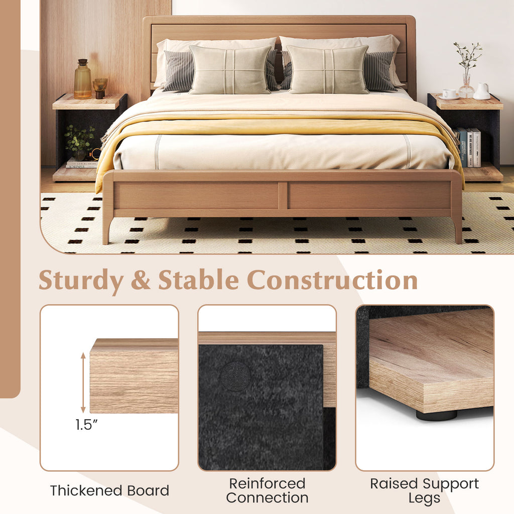 2-Tier Sofa Side Table with Storage Shelf - Oak