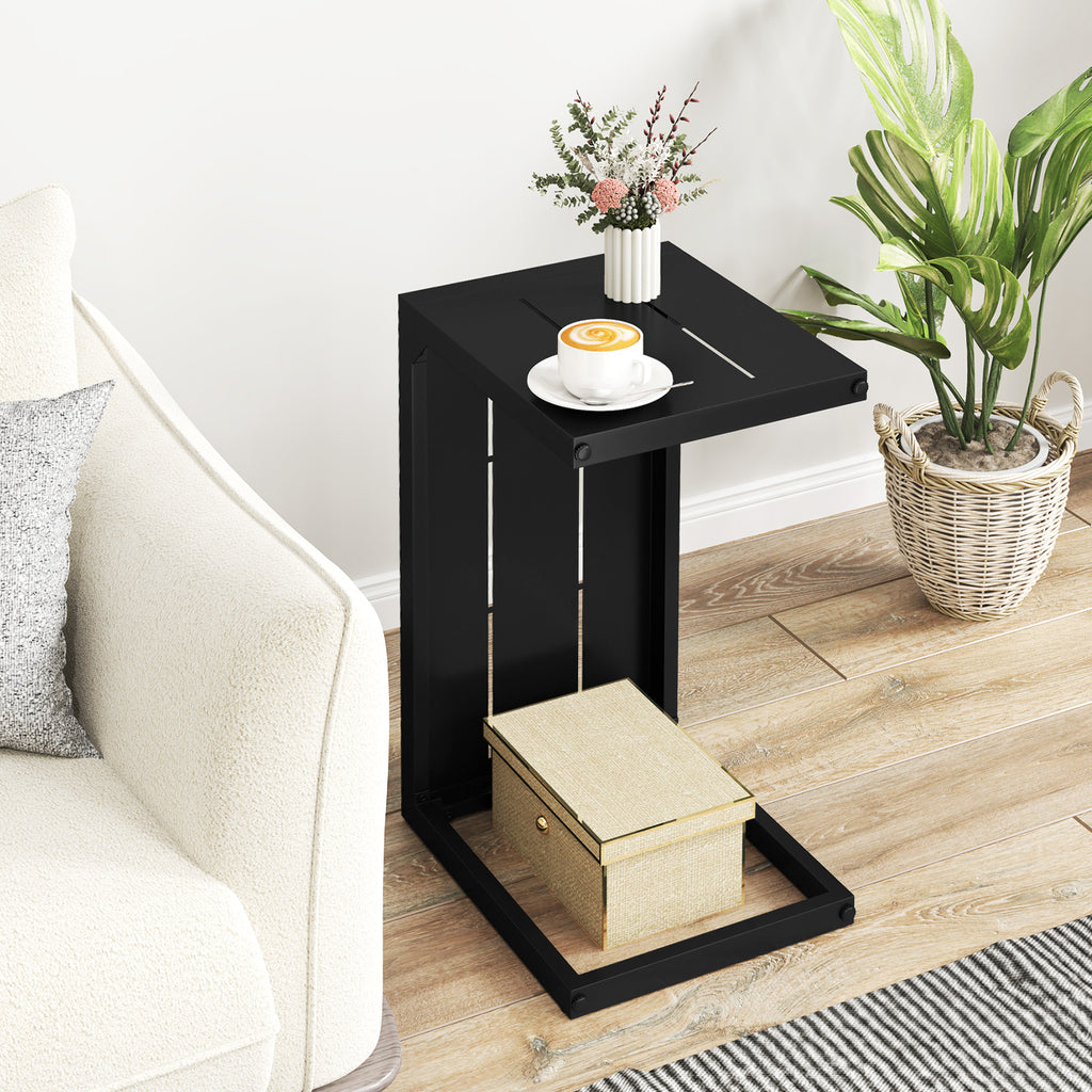 C-Shaped End Table Set of 2, Black - Indoor & Outdoor