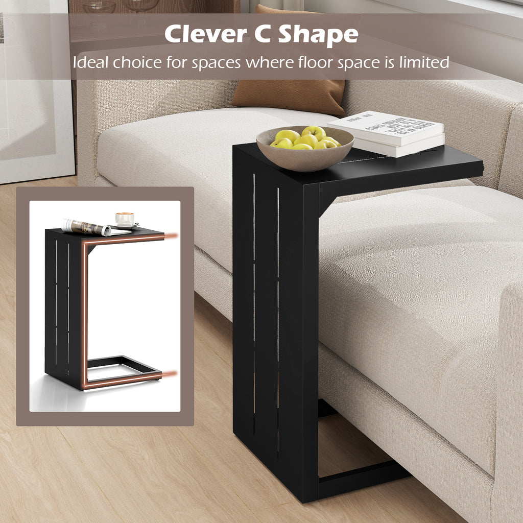 C-Shaped End Table Set of 2, Black - Indoor & Outdoor