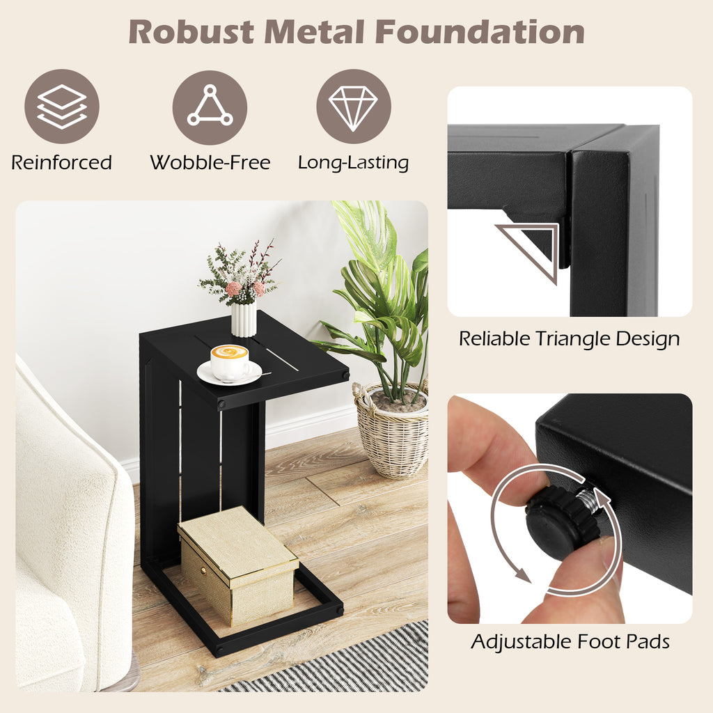 C-Shaped End Table Set of 2, Black - Indoor & Outdoor