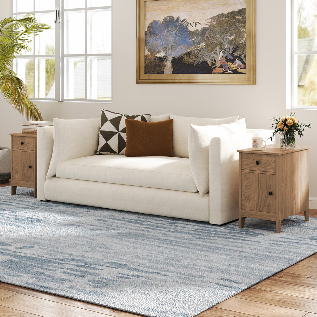 Flip Top End Table with Charging Station - Natural
