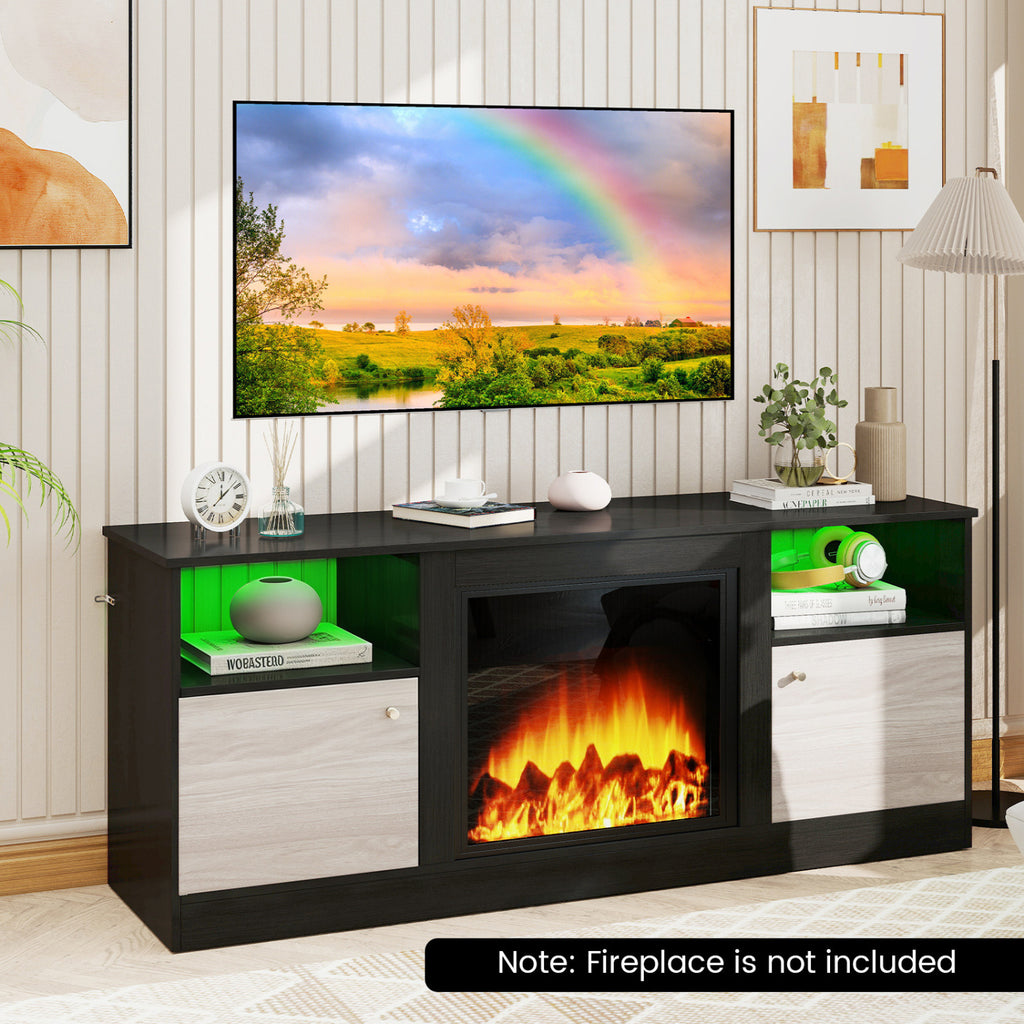 65" TV Entertainment Center with Electric Fireplace - Black