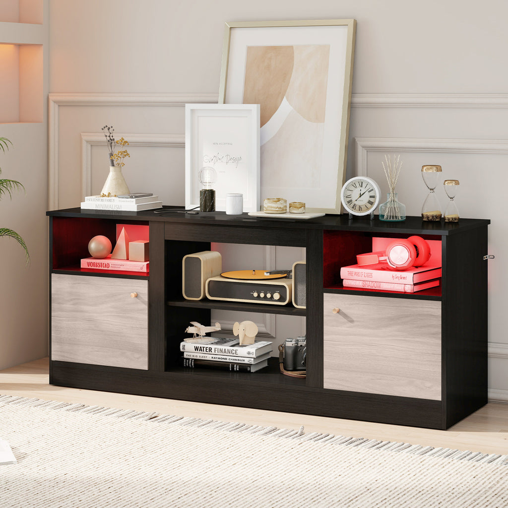 65" TV Entertainment Center with Electric Fireplace - Black