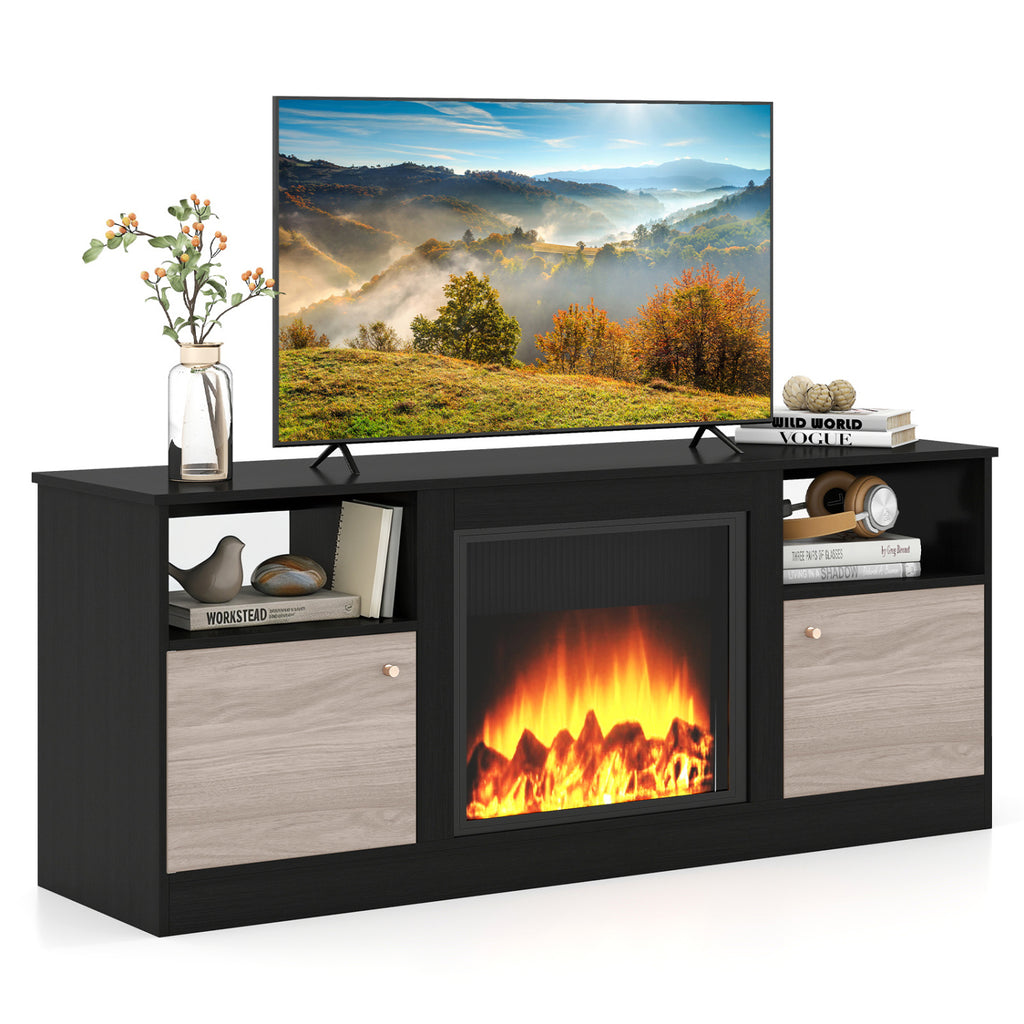 65" TV Entertainment Center with Electric Fireplace - Black