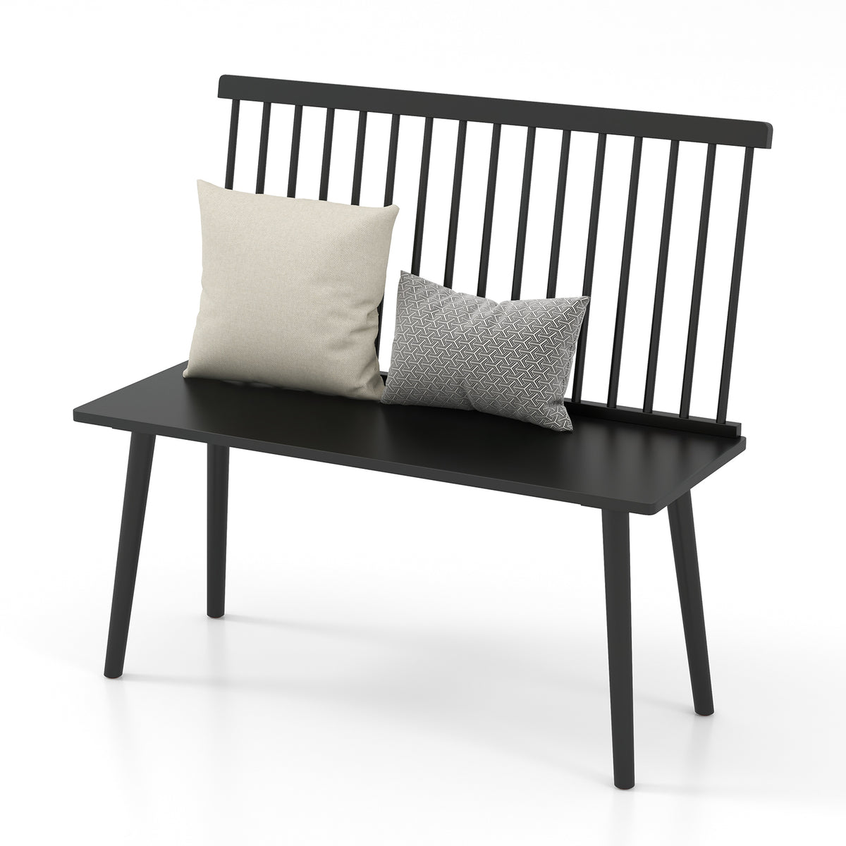 2-Person Dining Bench with Spindle Back - Black