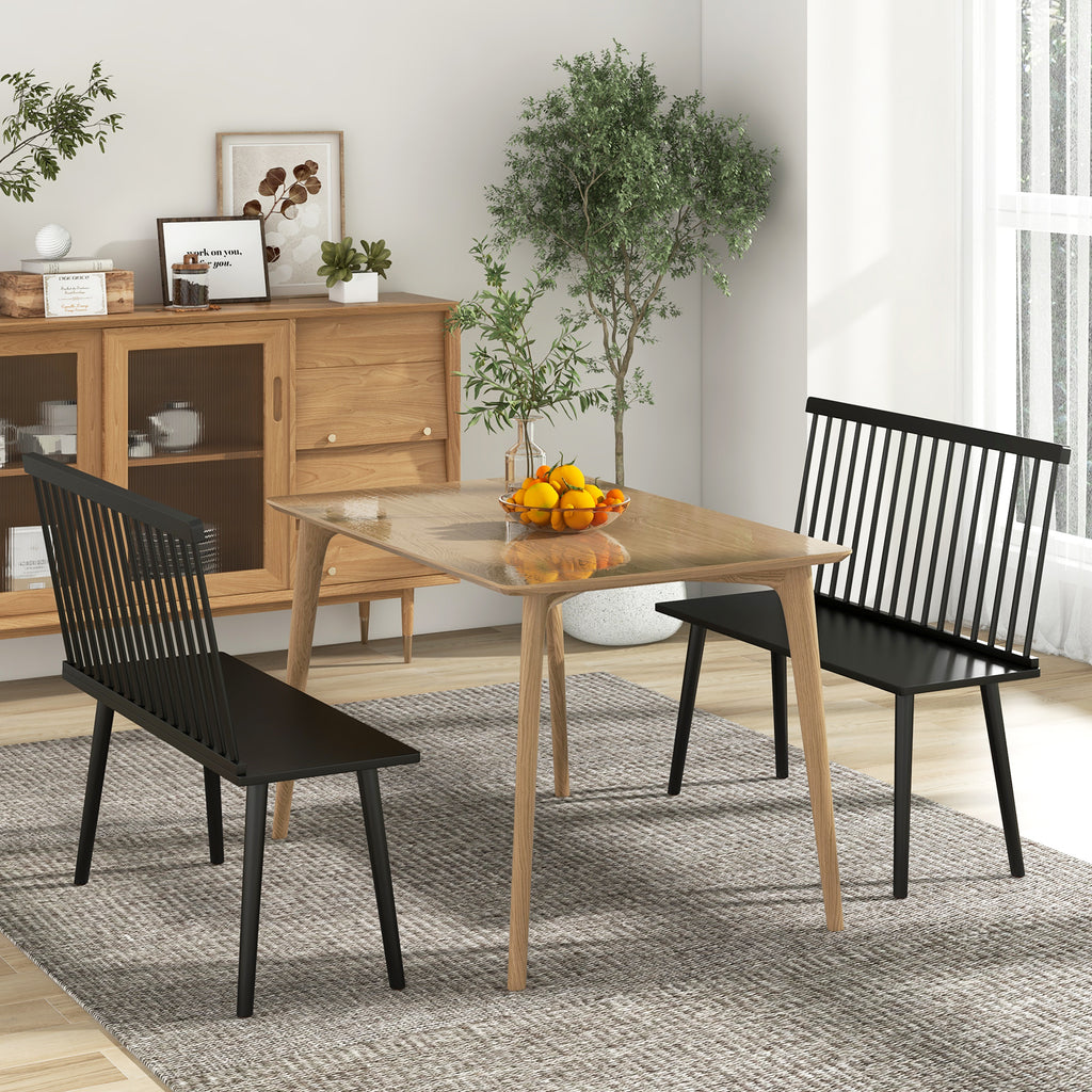 2-Person Dining Bench with Spindle Back - Black