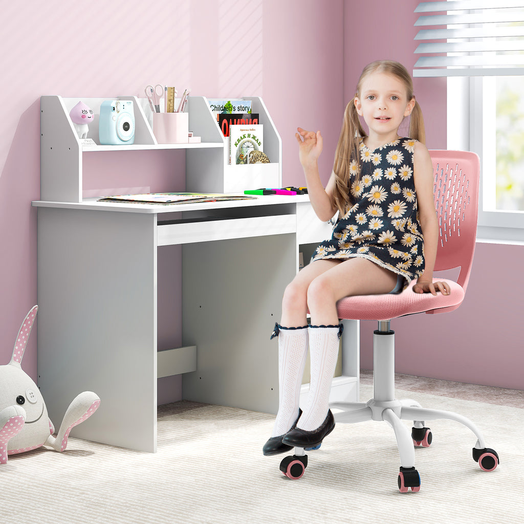 Kids Ergonomic Study Chair with Adjustable Height - Light Pink, 16.5-21 Inches