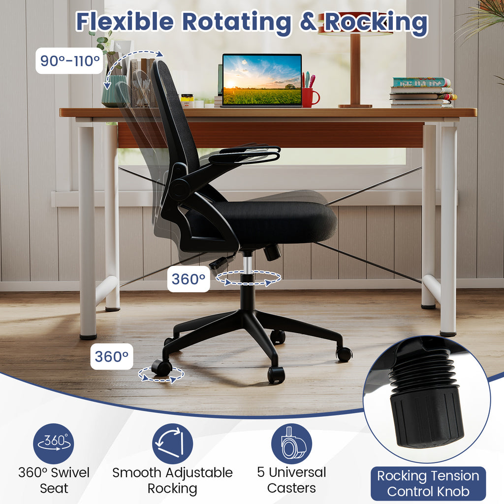 Ergonomic Computer Desk Chair with Lumbar Support and Flip-up Arms