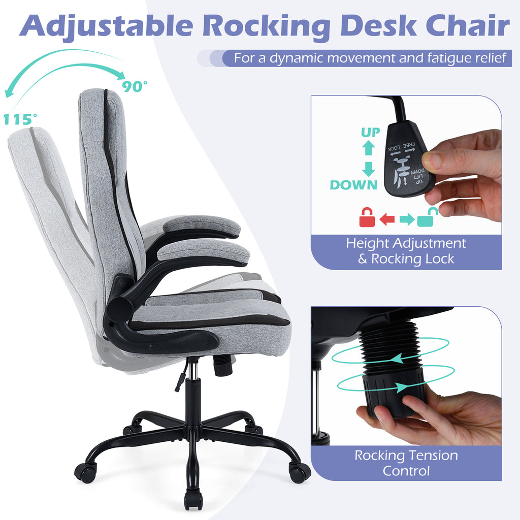 Ergonomic Computer Office Chair with 90° Flip-up Armrests
