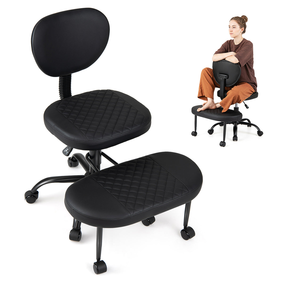Ergonomic Cross Legged Office Chair with Height-Adjustable Seat