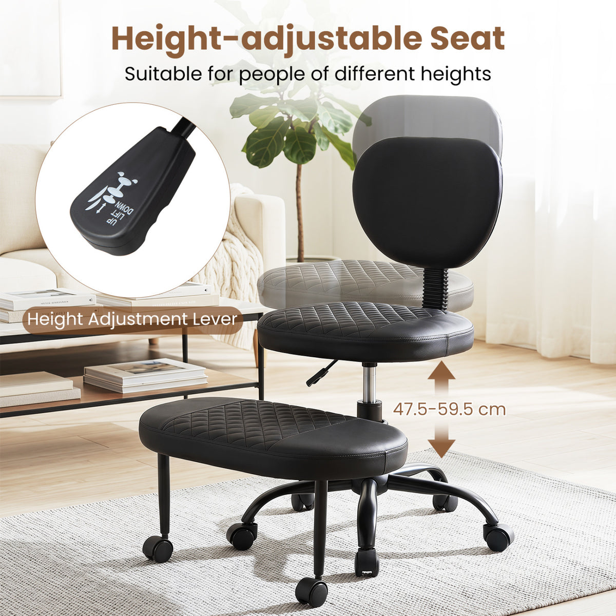 Ergonomic Cross Legged Office Chair with Height-Adjustable Seat