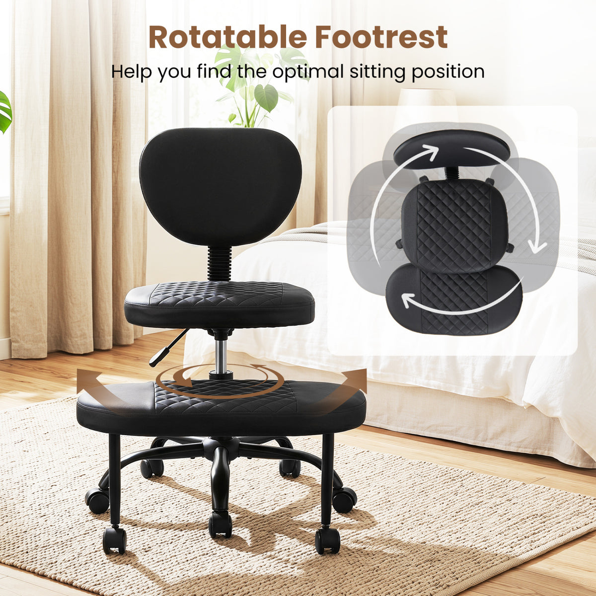 Ergonomic Cross Legged Office Chair with Height-Adjustable Seat