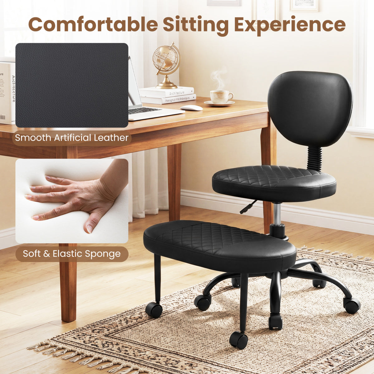 Ergonomic Cross Legged Office Chair with Height-Adjustable Seat