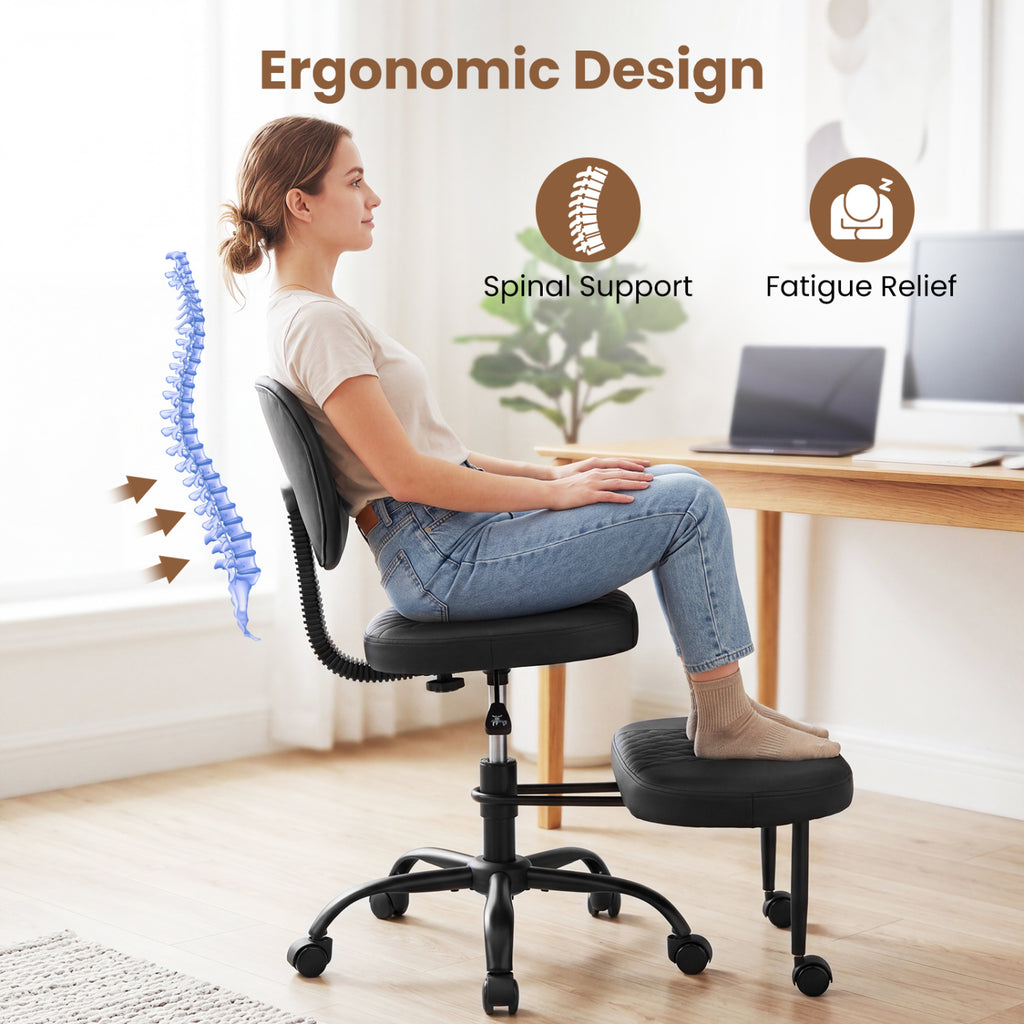 Ergonomic Cross Legged Office Chair with Height-Adjustable Seat