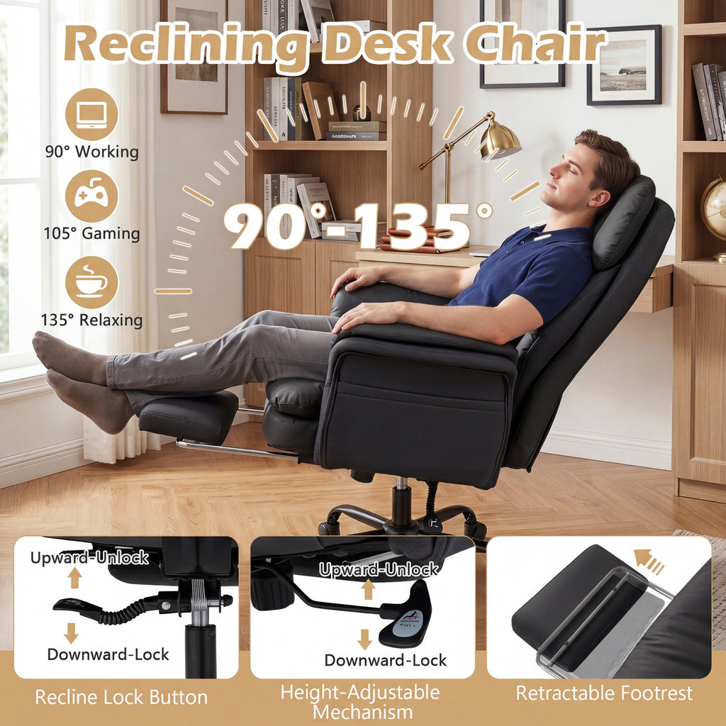 Ergonomic Cross Legged Office Chair Big and Tall Executive with