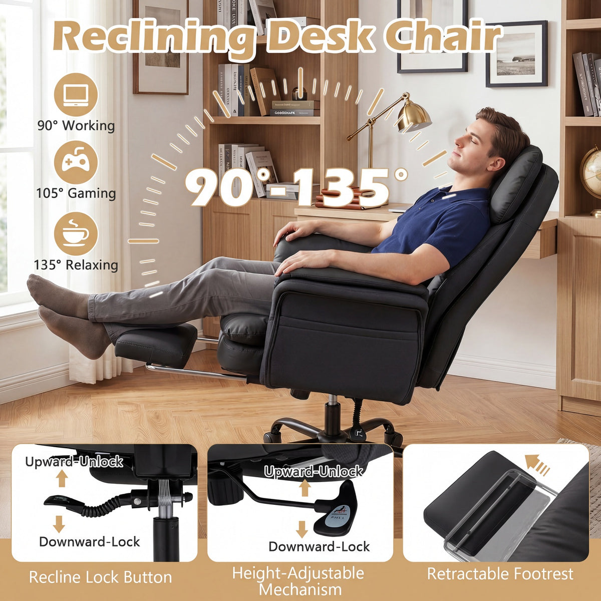 Ergonomic Cross Legged Office Chair Big and Tall Executive with