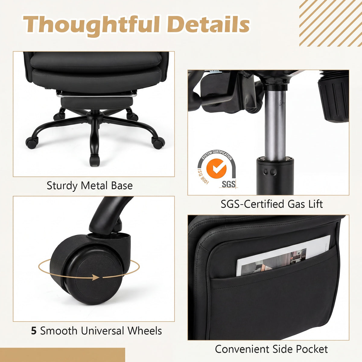 Ergonomic Cross Legged Office Chair Big and Tall Executive with