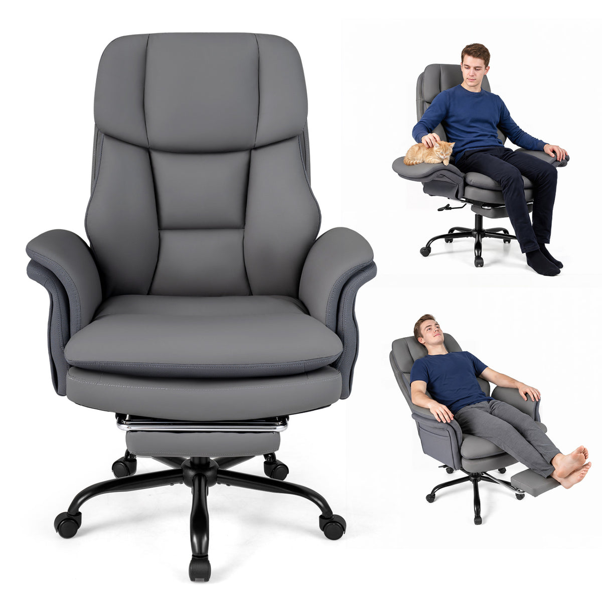 Ergonomic Cross Legged Office Chair Big and Tall Executive with