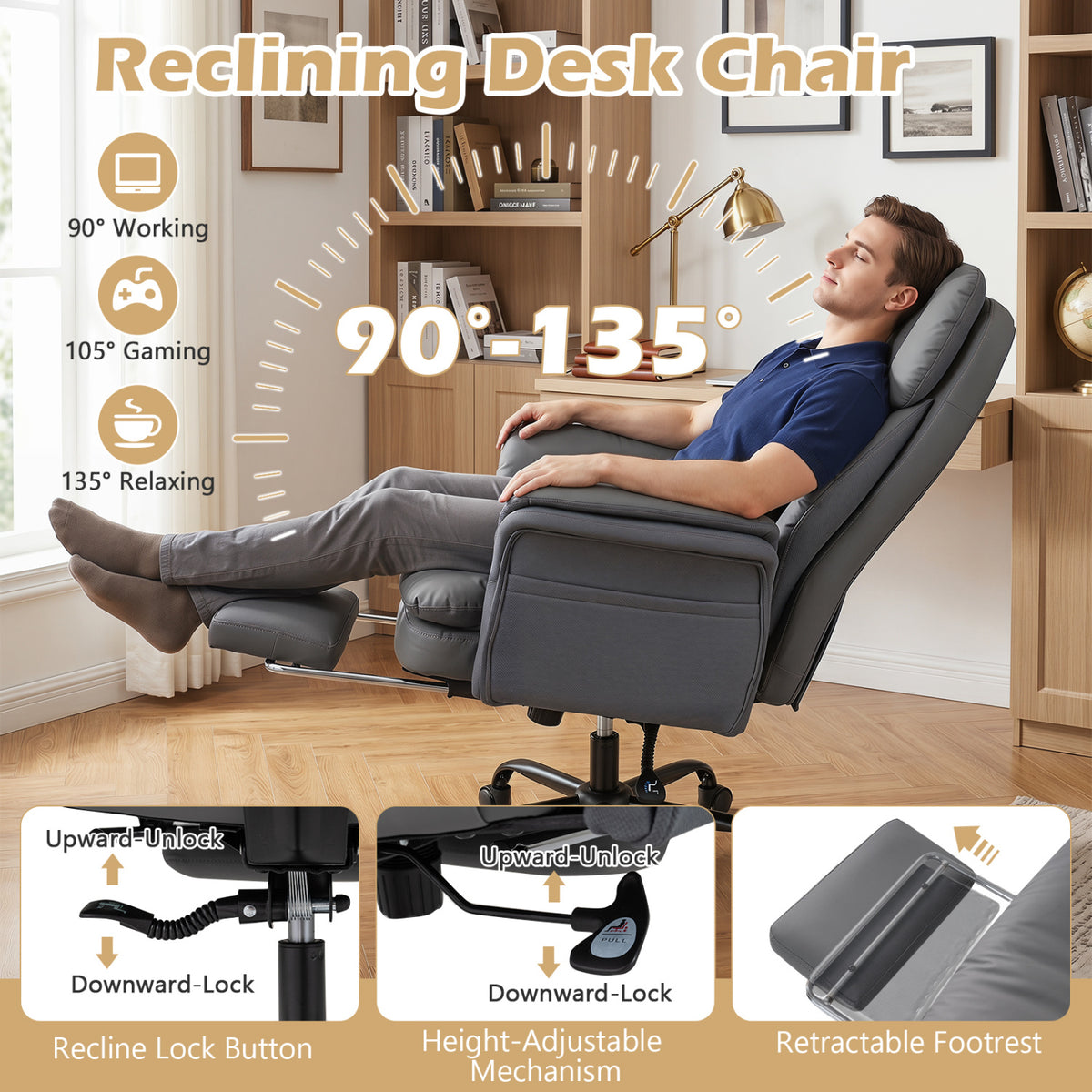 Ergonomic Cross Legged Office Chair Big and Tall Executive with