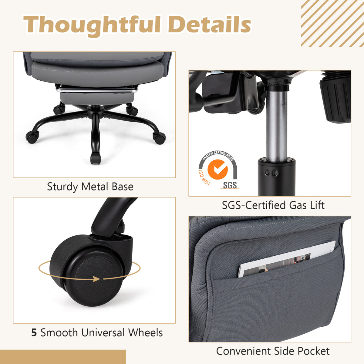 Ergonomic Cross Legged Office Chair Big and Tall Executive with