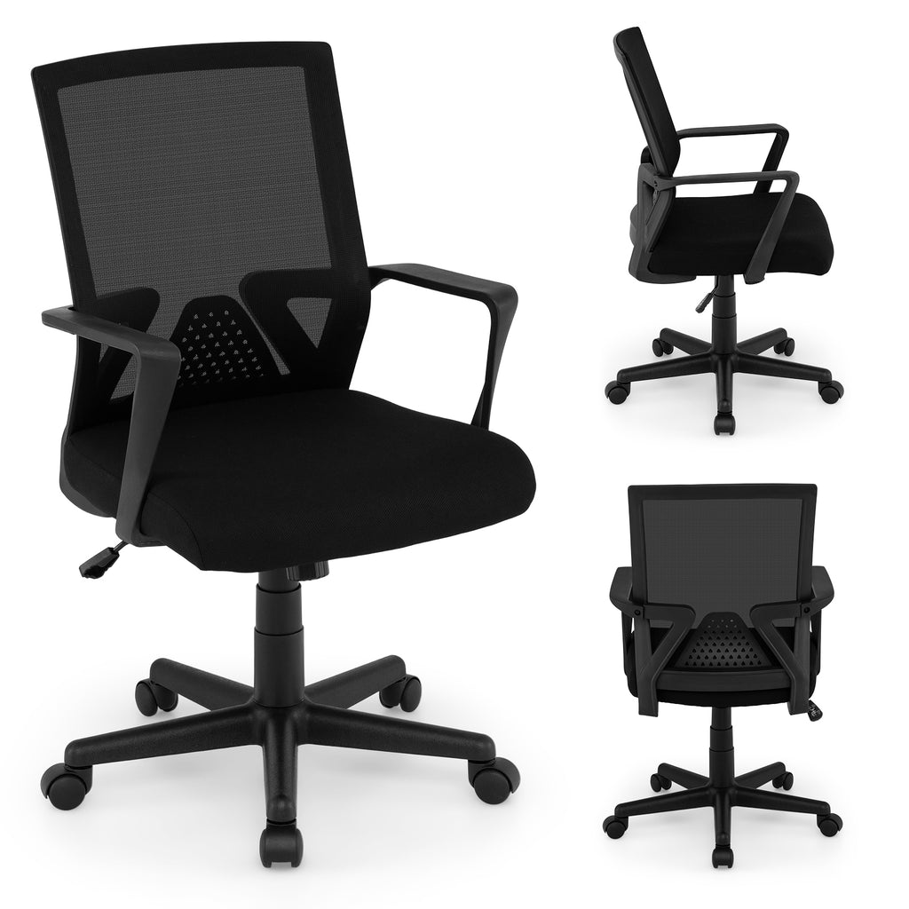 Ergonomic Desk Chair with Lumbar Support & Rocking - Black