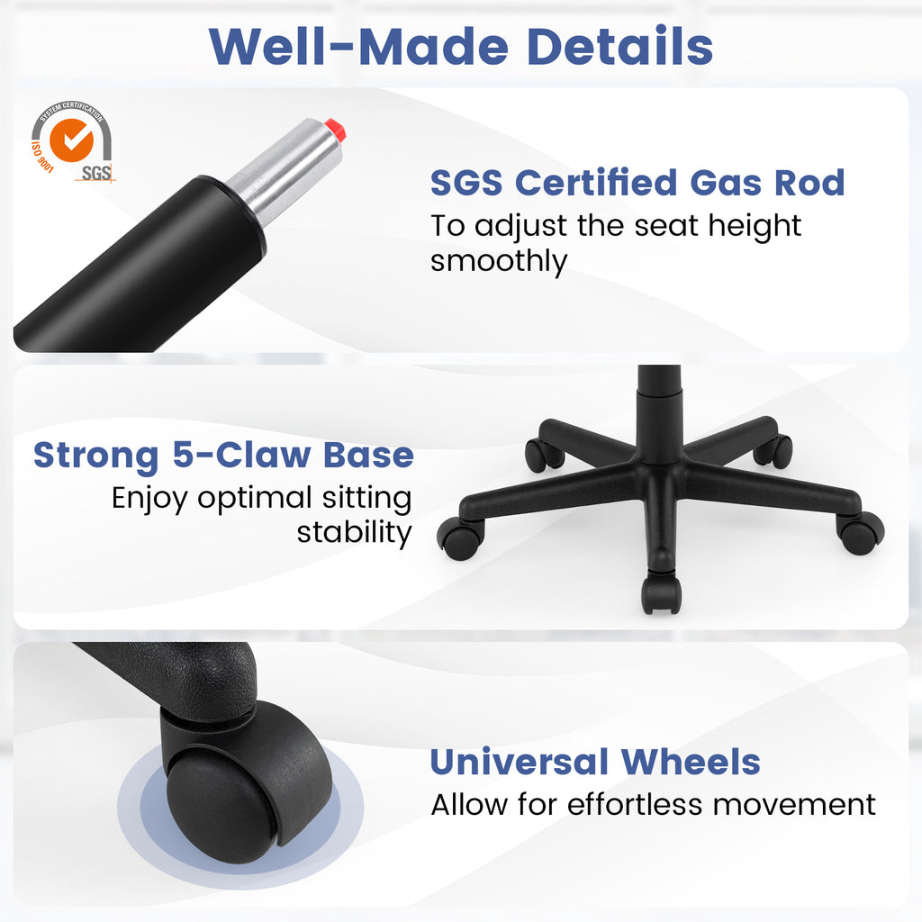Ergonomic Desk Chair with Lumbar Support & Rocking - Black