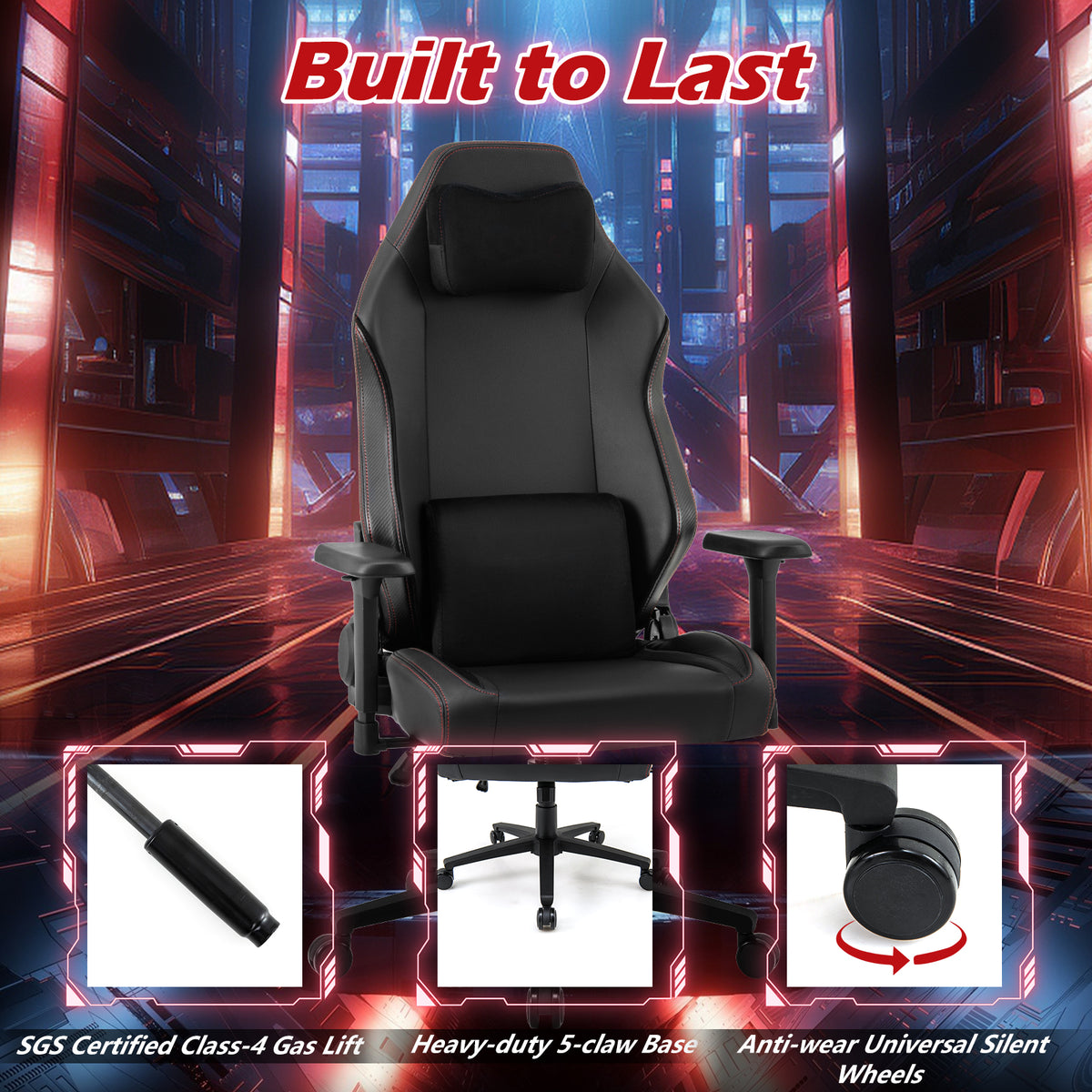 Ergonomic High Back Computer Chair with Magnetic Headrest and Lumbar
