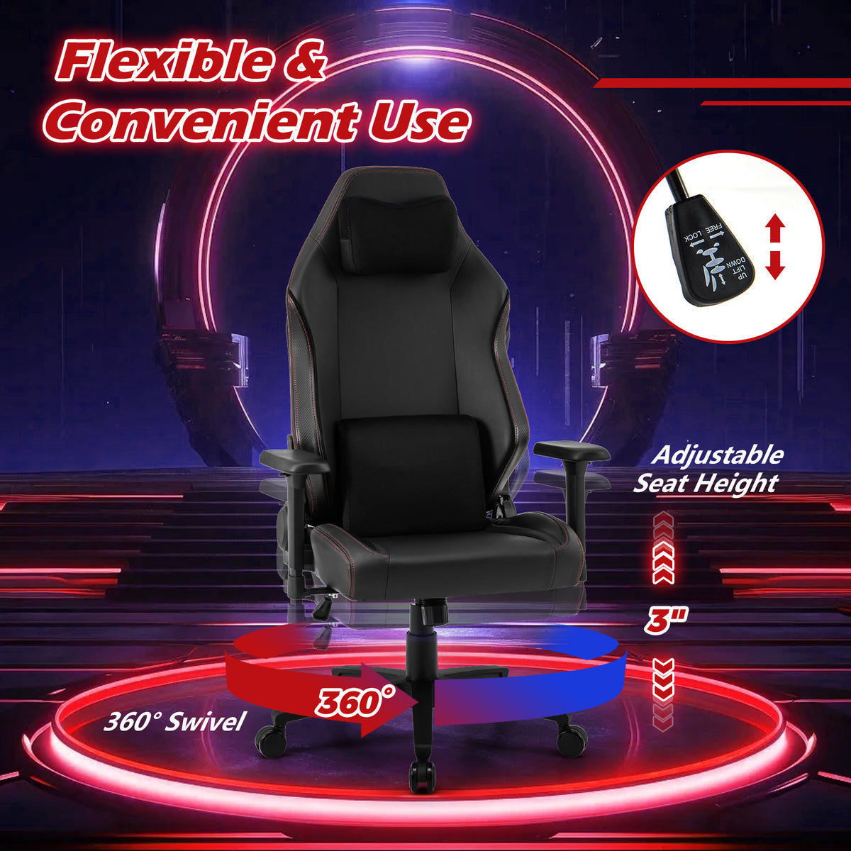 Ergonomic High Back Computer Chair with Magnetic Headrest and Lumbar