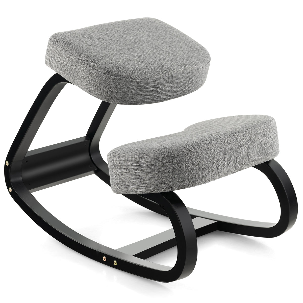 Wooden Ergonomic Kneeling Chair with Padded Cushion, Gray 28" x 18" x 22"