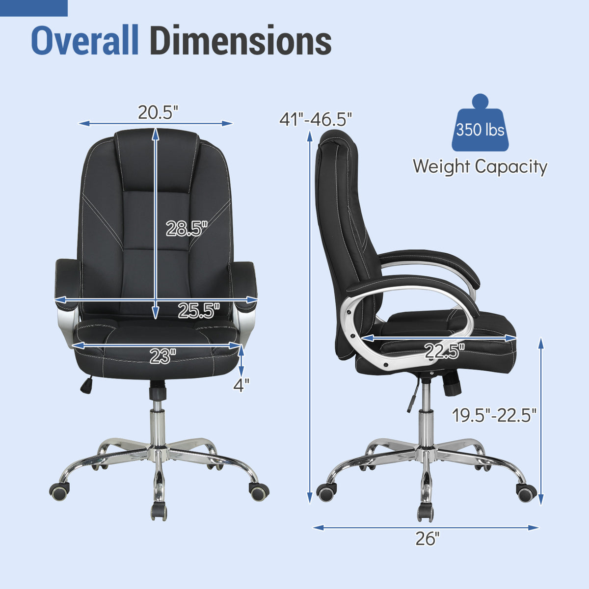 Ergonomic Leather Office Chair with Padded Armrests and Rocking