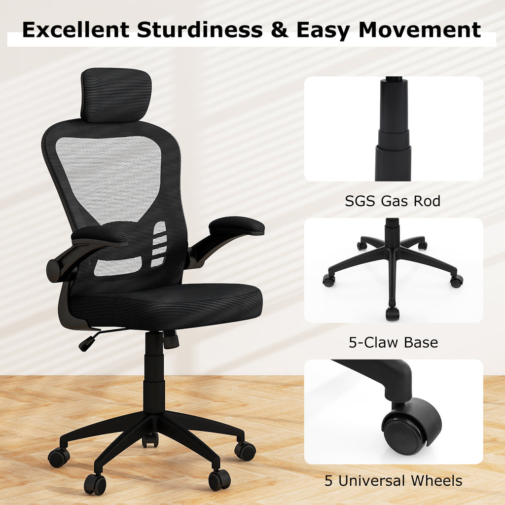 Ergonomic Mesh Office Chair with Adjustable Height – Black