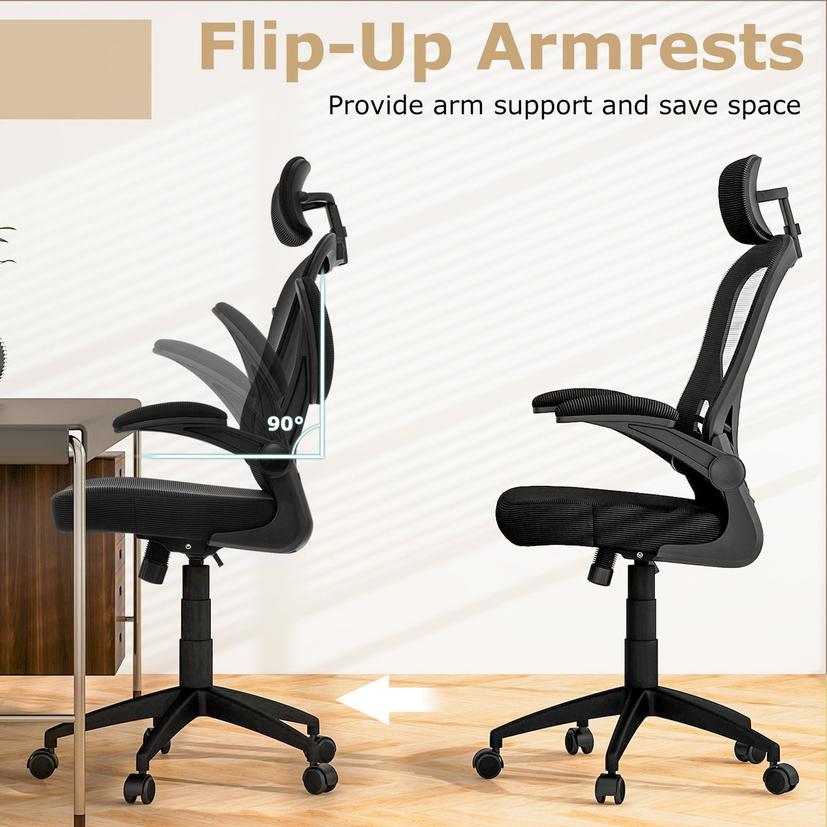 Ergonomic Mesh Office Chair with Adjustable Height – Black