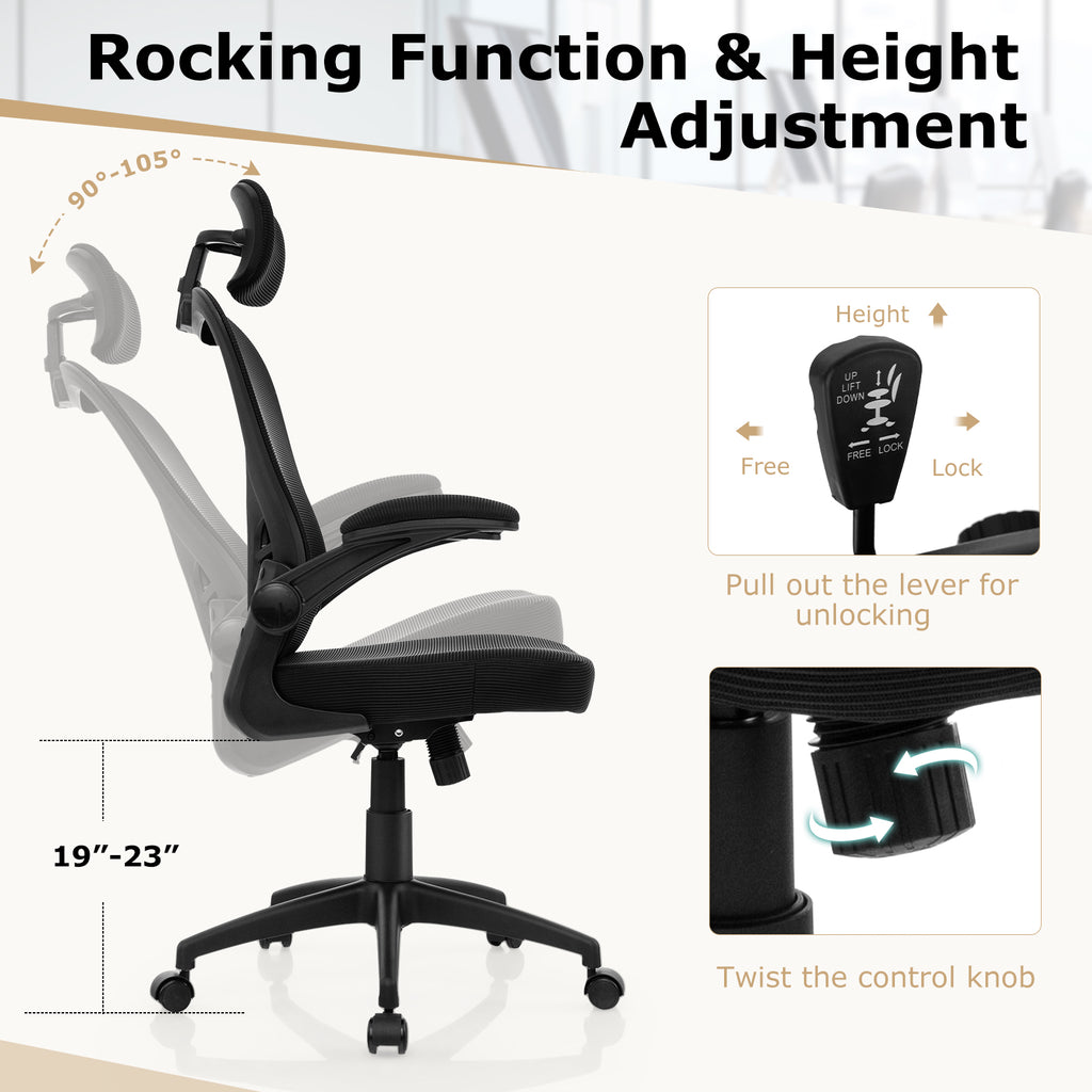 Ergonomic Mesh Office Chair with Adjustable Height – Black