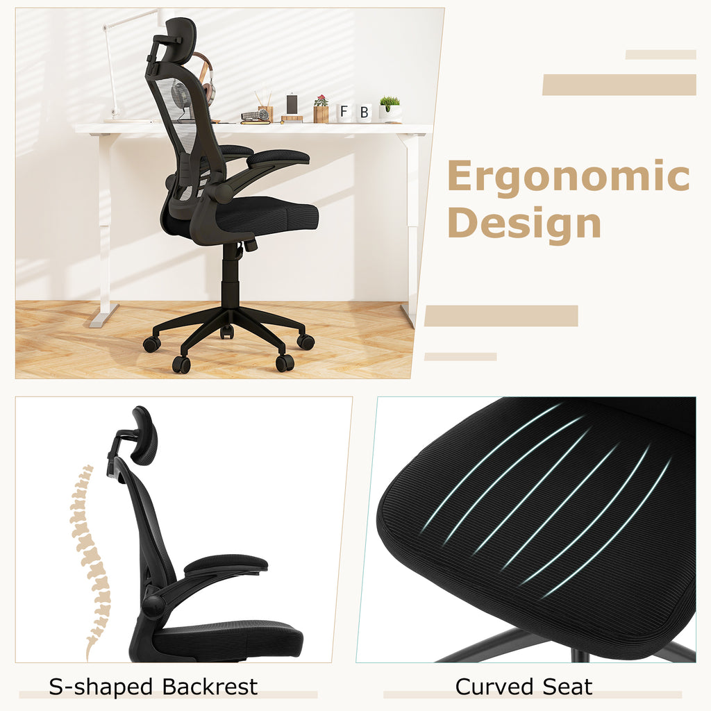 Ergonomic Mesh Office Chair with Adjustable Height – Black