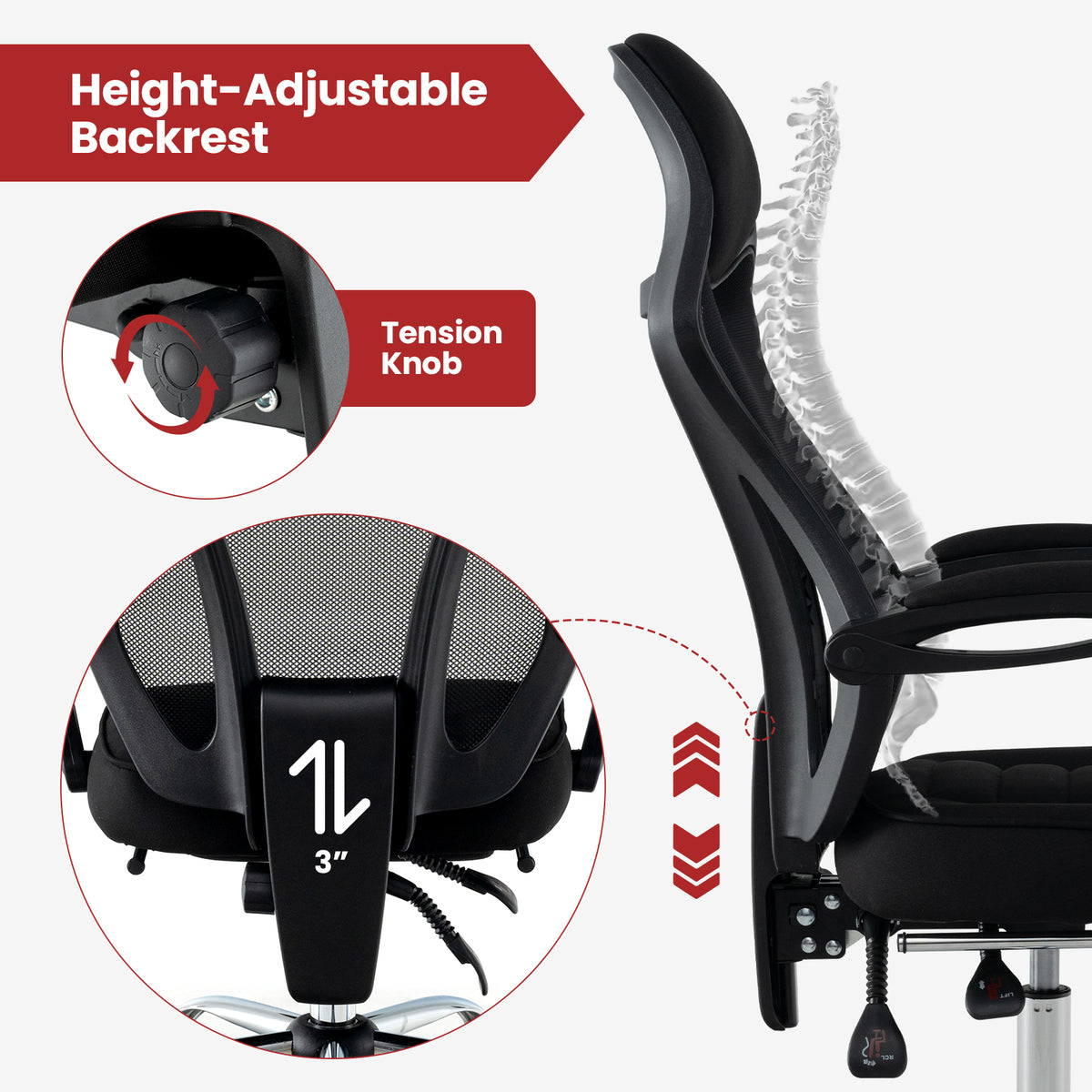 Ergonomic Mesh Office Chair with Footrest and Tilting Backrest