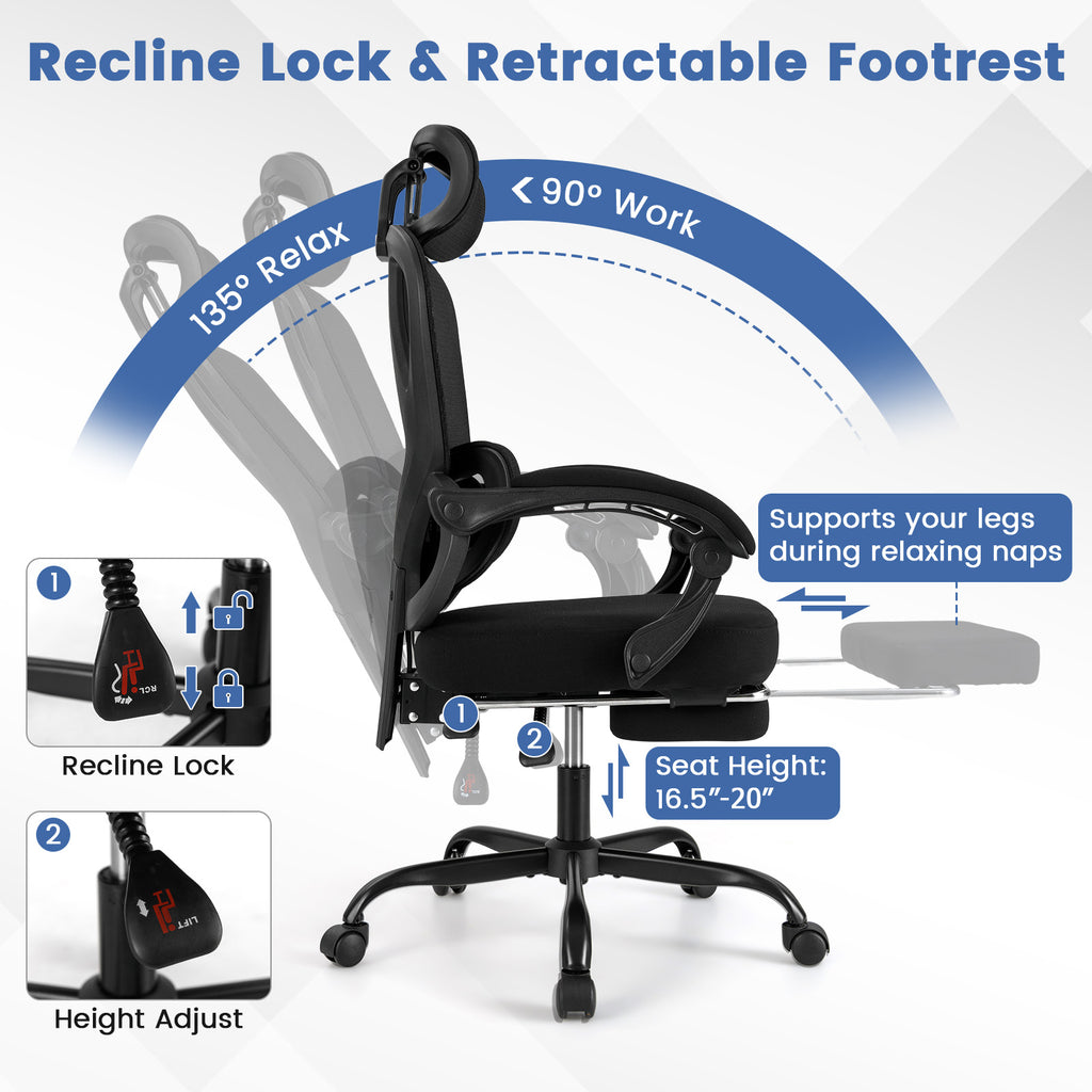 Ergonomic Office Chair High Back Mesh Desk Chair Black