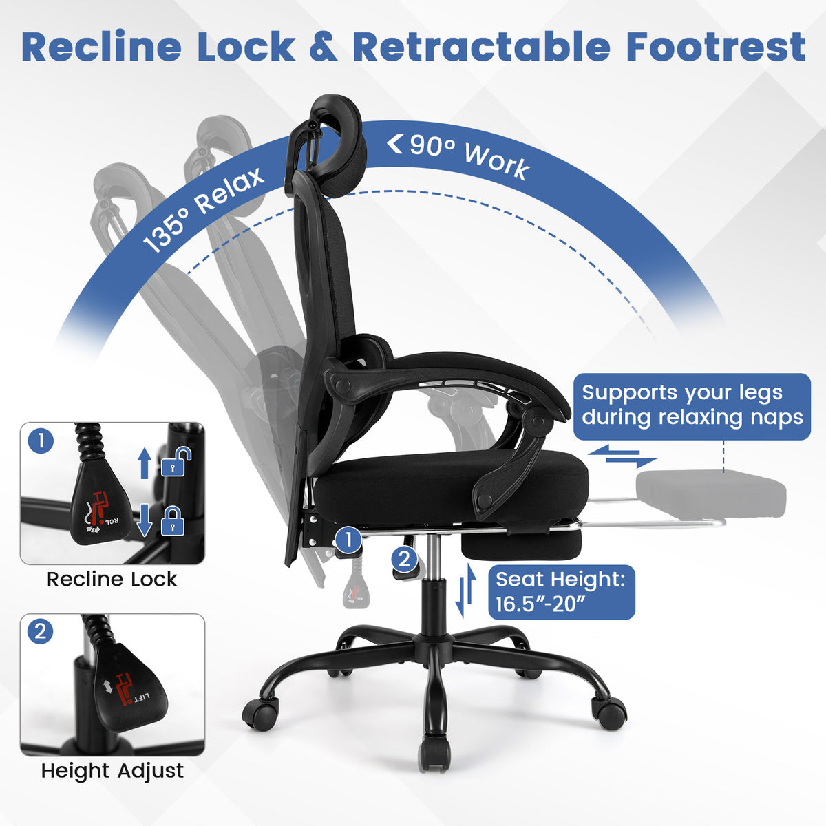 Ergonomic Office Chair High Back Mesh Desk Chair Black