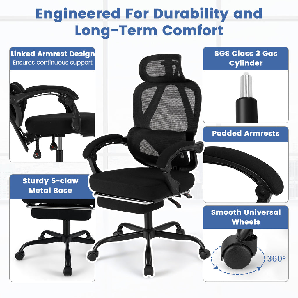 Ergonomic Office Chair High Back Mesh Desk Chair Black